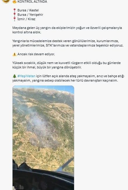ANKARA, – ORMAN Genel Müdürlüğü (OGM), Bursa’nın Kestel ve Yenişehir