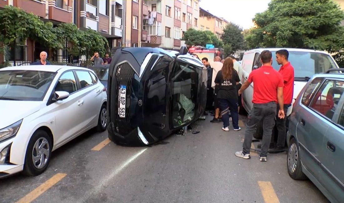 İsa ALMAÇAYIR/İSTANBUL, – ÜMRANİYE’de, sürücüsünün direksiyon hakimiyetini kaybettiği otomobil, park